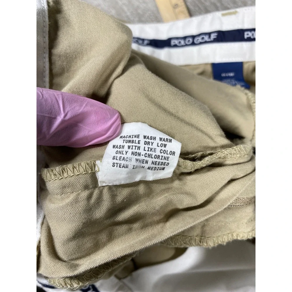 Polo Ralph Lauren Polo Golf Chino Pants Mens 42X32 Khaki Tan Pleated Cotton